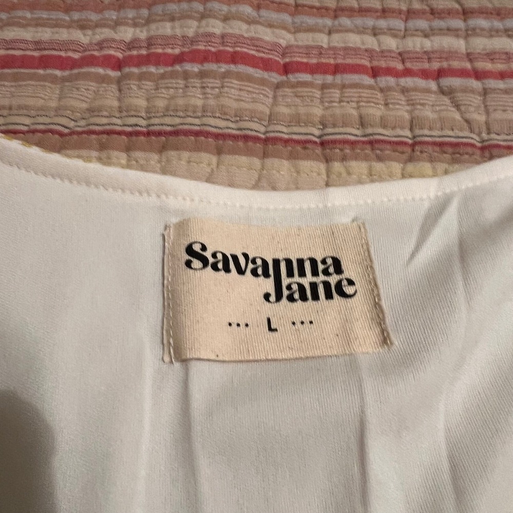 Savanna Jane Girls Dress Size L Striped Yellow Embroidered Tiered Ruffle Sleeve